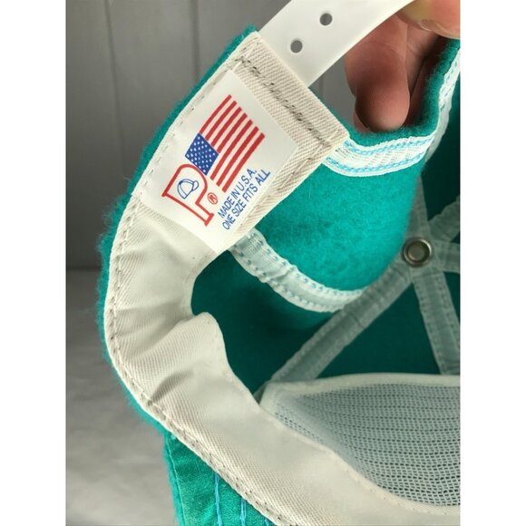 Vintage 80s P Brand Wool Cap Snapback Blue Made In USA Hat P Cap - Picture 6 of 6